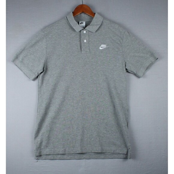Vintage Y2K Nike Swoosh Polo Shirt Adult Small Gray Short Sleeve Mens - Picture 1 of 14